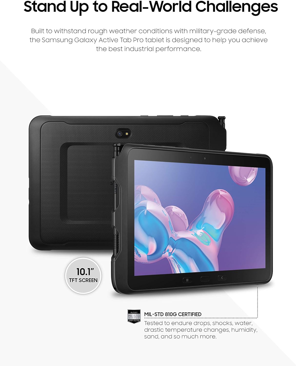 Samsung Galaxy Tab Active PRO 10.1' | 64GB & WiFi Water-Resistant Rugged Tablet, Black – SM-T540NZKAXAR