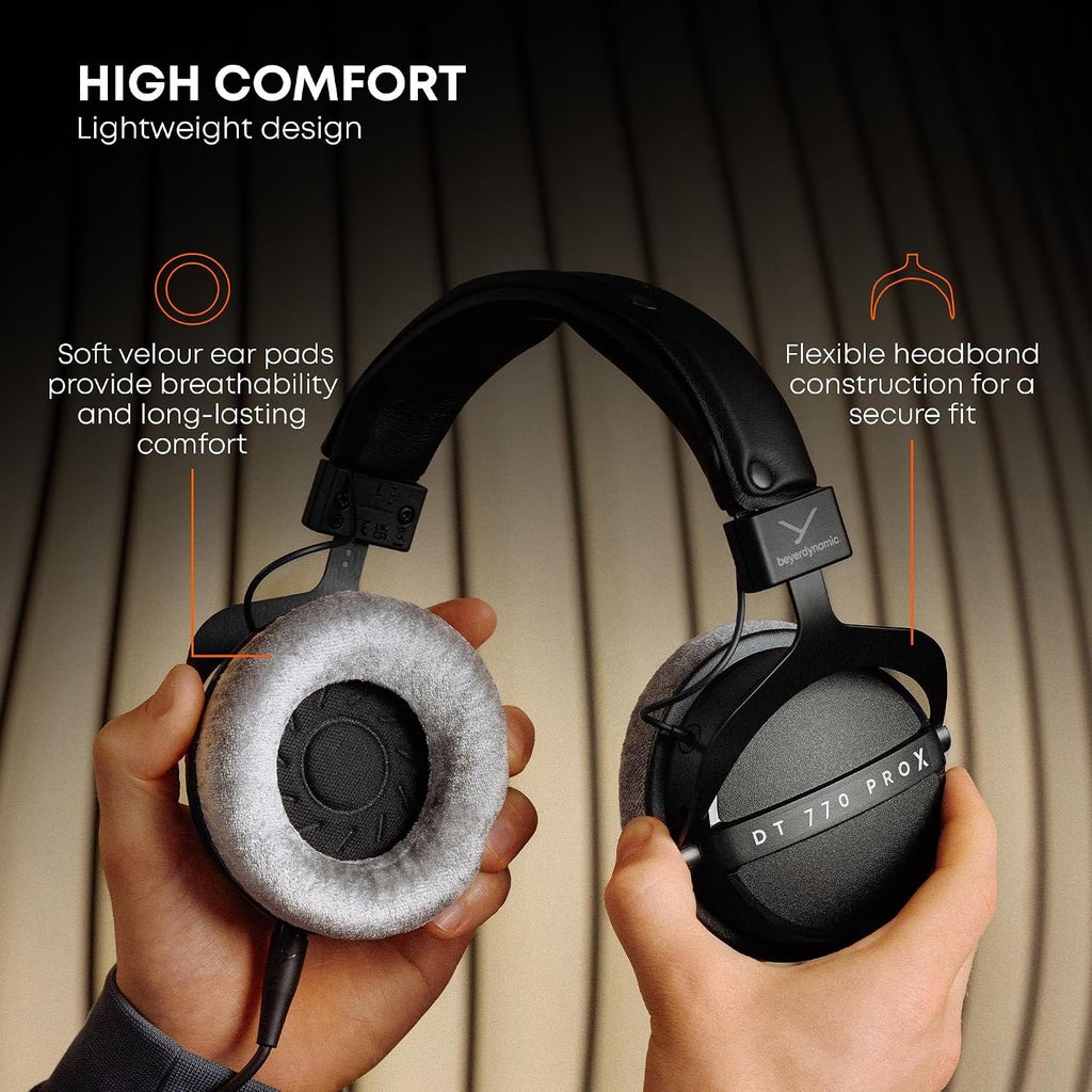 beyerdynamic DT 770 Pro X Wired Over-Ear Headphones, 48 Ohm, Closed-Back Professional Recording Studio Monitor. Recording, Monitoring, Sound Isolation, Handmade in Germany. Black
