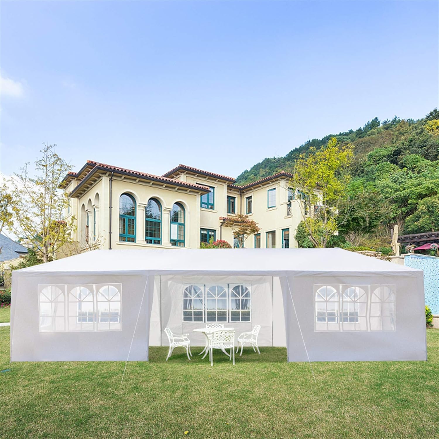 Outdoor Gazebo Canopy Wedding Party Tent Camping Shelter Commercial Instant Shelter Waterproof Tent with Removable Side Walls (Upgrade 10'x30' Eight Sides)