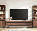 WAMPAT Modern TV Stand for up to 75 inch TV, Wood Entertainment Center TV Console Table with Storage Cabinets Media Console for Living Room, Brown