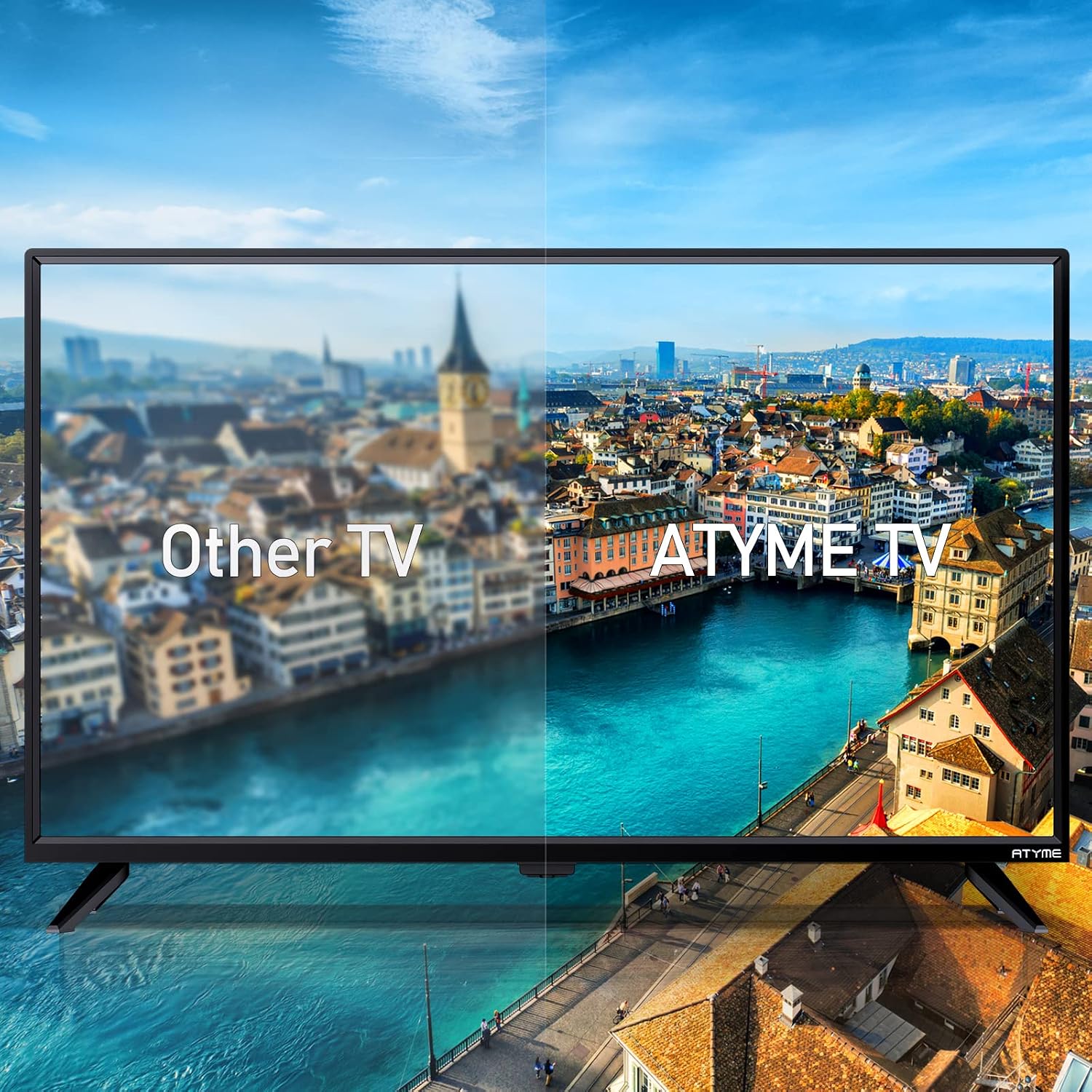 ATYME 32-inch Class 60Hz 720p HD LED TV Flat Screen 1*USB 3* HDMI 1*VGA ARC Dual Channel 8W Speakers Monitor Television Non-Smart Television 320GM5HD