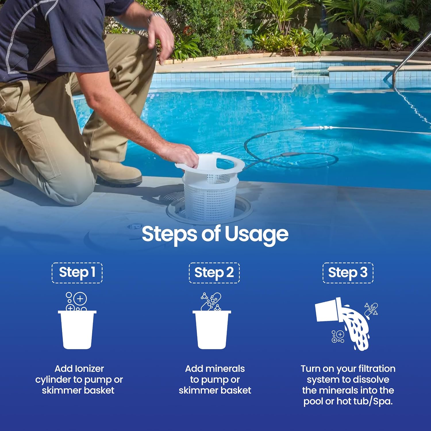 XL Blue Mineral Purifier & Catalyst™ - Water Clarifier for Pools with Mineral Pack & Copper Ionizer – Starter Pack for 7.5K-20K GAL.