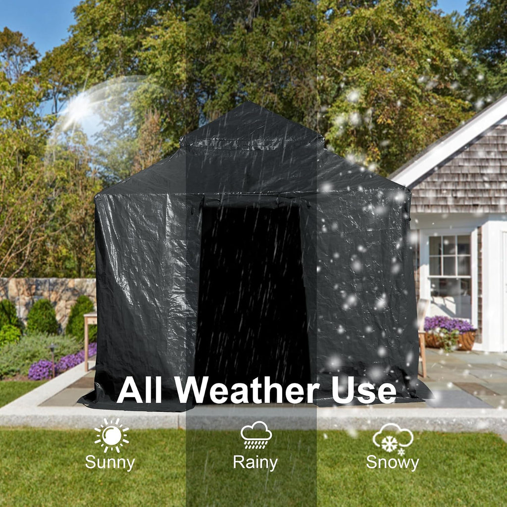 Domi 10' x 10' Universal Winter Gazebo Cover for Hardtop Gazebos,Outdoor Waterproof Enclosed Cover with Sidewalls and Mesh Windows,Grey (Gazebo not Included)
