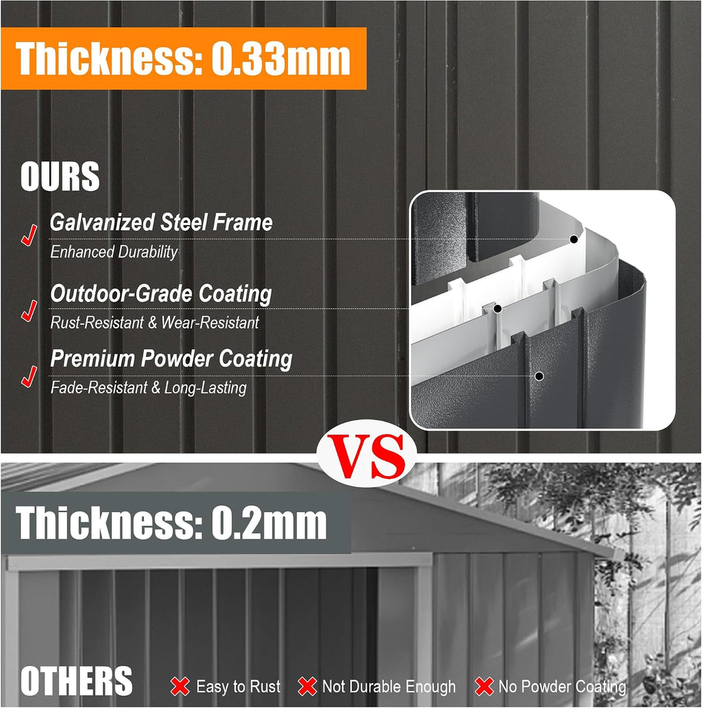 Domi 12x20FT Outdoor Metal Garage Shed, Extra Large Metal Carport with Lockable Double Hinged Doors, Heavy Duty Car Shelter for Car, Truck, Motorcycle and Lawn Equipment, Dark Grey
