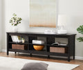 WAMPAT 70 Inch TV Stand for 75 Inch TV, Classic TV Console Table Entertainment Media Stand with 6 Storage Cubby, Television Stands for Living Room, Black
