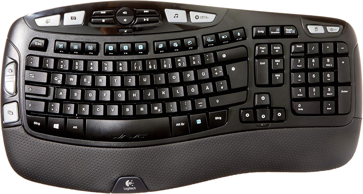 Logitech K350 Keyboard - Wireless Connectivity - RF - Black - USB Interface