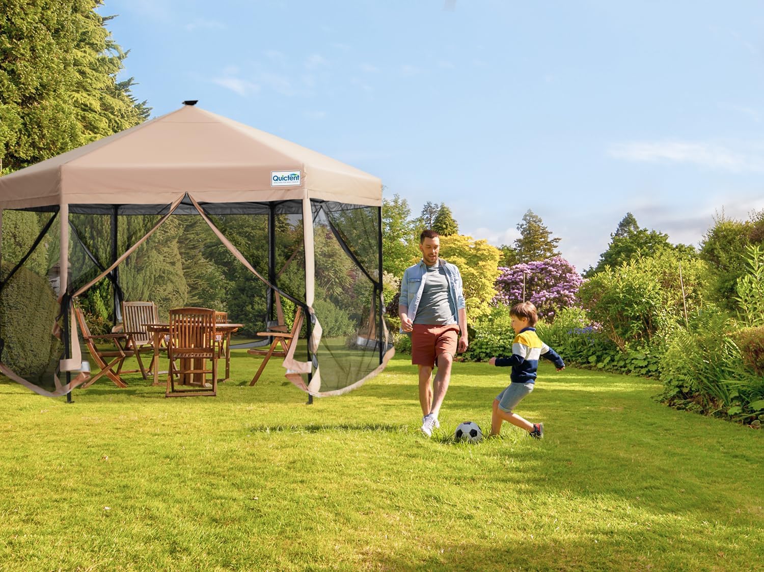 Quictent 13'x13' Pop up Screened Canopy Tent with Mosquito Netting, Portable Easy up Outdoor Screen House Shelter for Patio, Camping and Picnic, Includes Wheeled Carry Bag