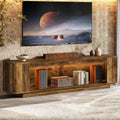 Tribesigns 70.9-Inch TV Stand, Farmhouse Entertainment Center for 65/70/75/80-Inch TVs, Television Console Table with LED Light Strip, Media Console for Living Room, Bedroom, Rustic Brown