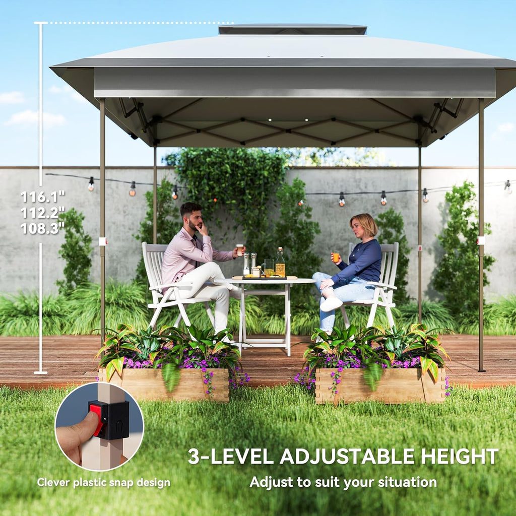 Outsunny 12' x 12' Pop Up Canopy Tent with Netting and Carry Bag, Instant Sun Shelter with 137 sq.ft Shade, Tents for Parties, Height Adjustable, for Outdoor, Garden, Patio, Gray