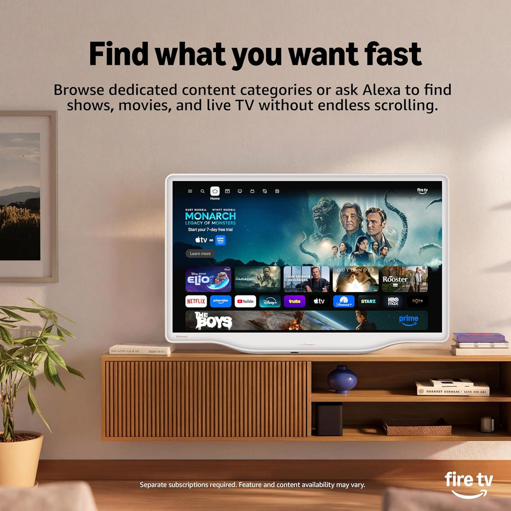 Hisense 32-Inch S5 DécoTV Series Hi-QLED FHD Smart Fire TV (32S5QF, 2025 Model) - Versatile Fit, Hi-QLED Color, Art-Inspired Design, Fluid Central Stand, DTS Virtual: X, Stream Live TV Without Cable