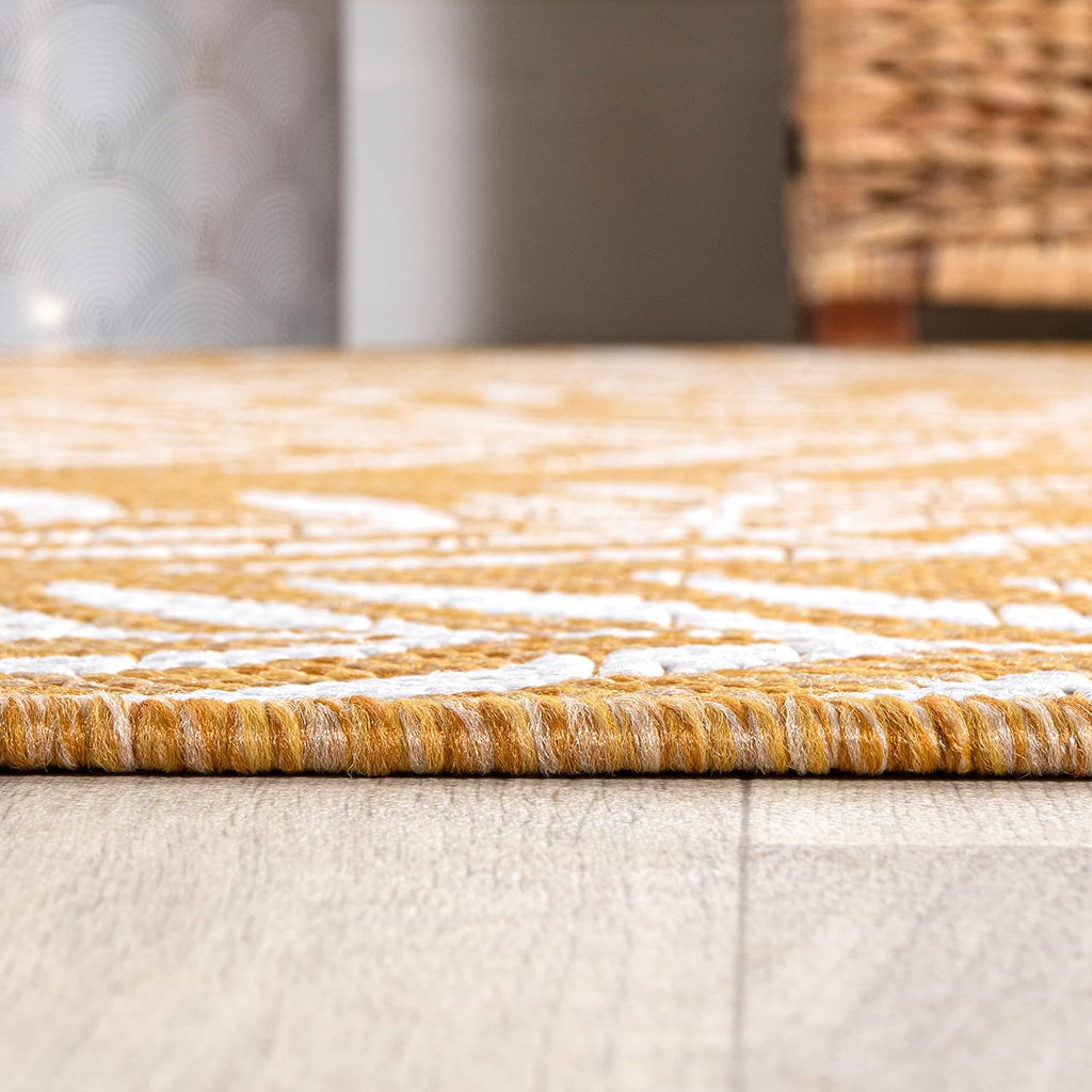 JONATHAN Y Palm Frond Indoor Outdoor Runner Rug 2X10 Yellow/Cream, Nevis for Backyard, Patio, Porch, Easy-Cleaning, High Traffic, Pet-Friendly, Non-Shedding (SMB119C-210)