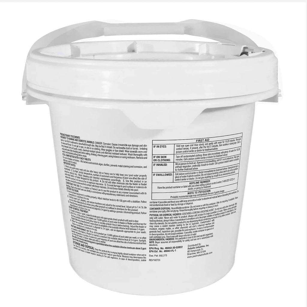 Pool Mate 15-Pounds All-In-1 Swimming Pool 3 Inch Chlorinating Tabs, Chlorine Tablets 3 Inch, Sanitizer, Clarifier, Stain Inhibitor, Algae Control, Descaler, Sunlight Protector All In One, Made In USA