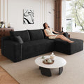 95' Modular Sectional Sofa, Modern Corduroy Cloud Couch with Side Pockets, Boneless Couch Upholstered 3-Seater L-Shaped Sofa for Living Room, No Assembly Required (Black,Right-Facing Chaise)