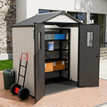 6x4 Outdoor Storage Shed with Floor, Heavy Duty Resin Tool Shed, Weather Resistant Garden Storage Building with Windows, White/Gray