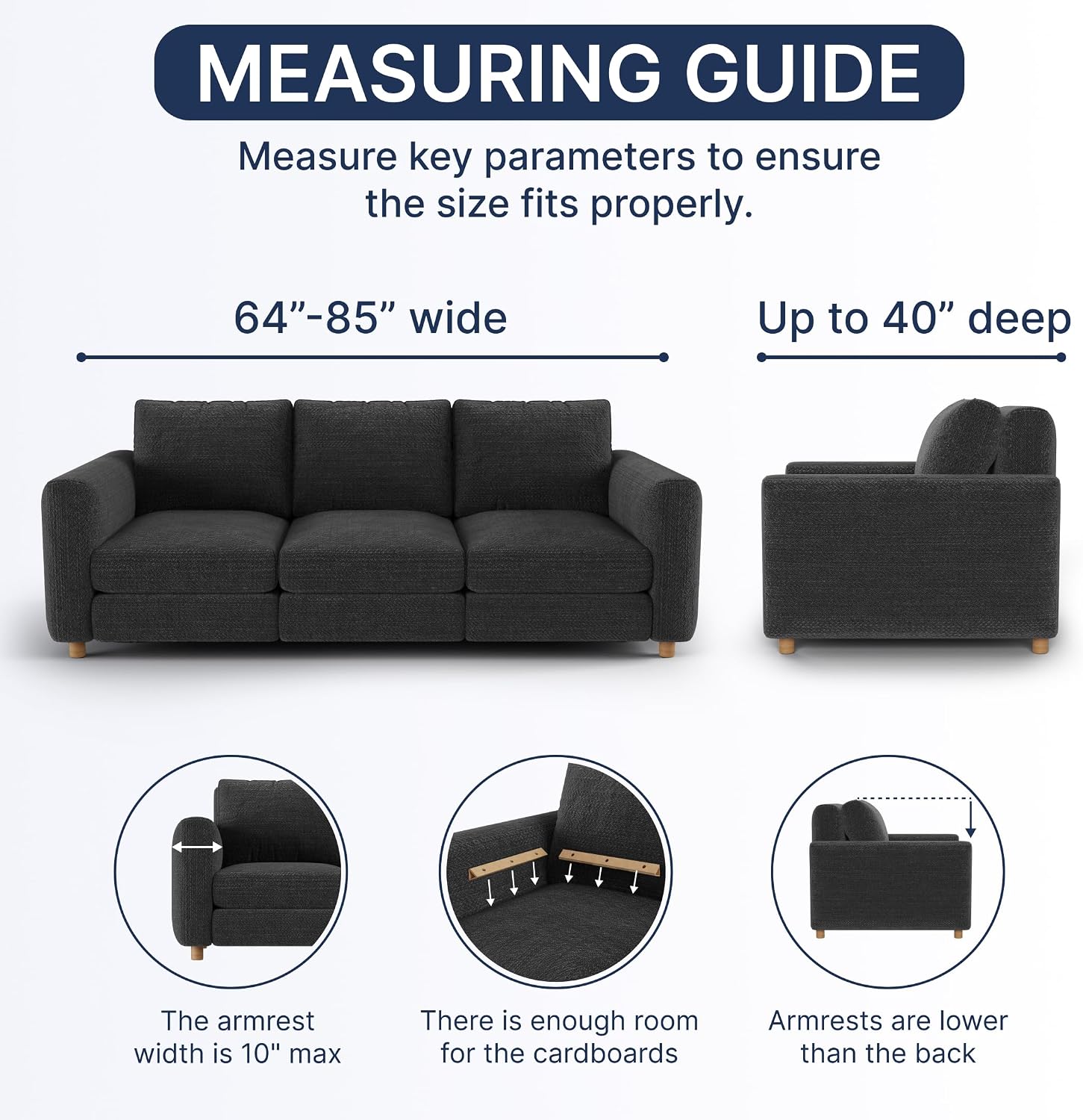PAULATO BY GA.I.CO. Sofa Slipcover - Stretch Couch Cover - Stylish Cushion Sofa Cover - Soft Polyester Fabric Slipcover - 1-Piece Form Fit Washable Protector for Pet - Mille Righe Collection - Blue
