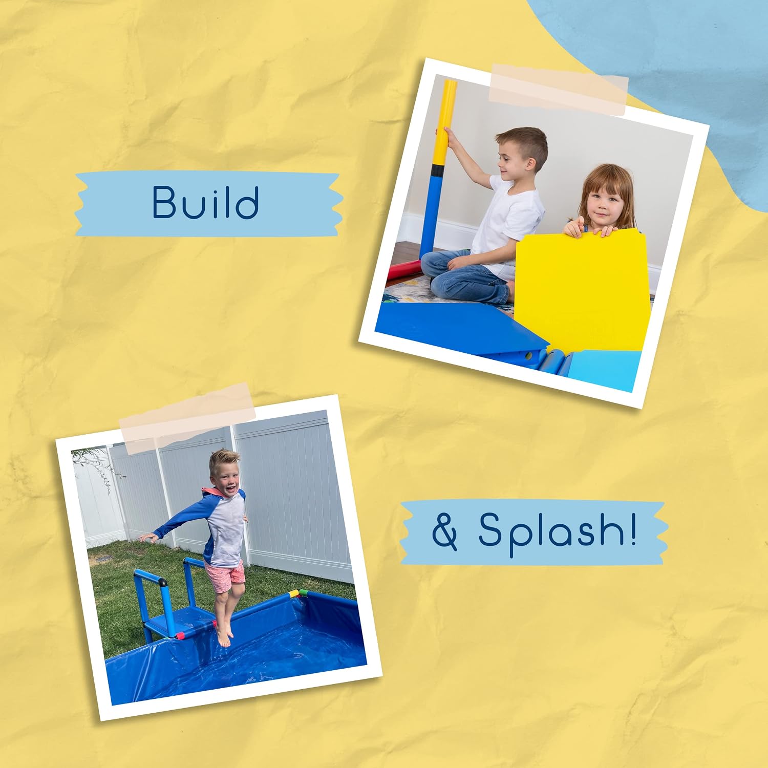 Plastic Kiddie Pool for Kids Ages 8-12 - Buildable Backyard Above Ground Pool for Ball & Sand Pit with Tubes, Connectors, Panels & Sleeve - Toddler Swimming Pools for Outside Play by Funphix