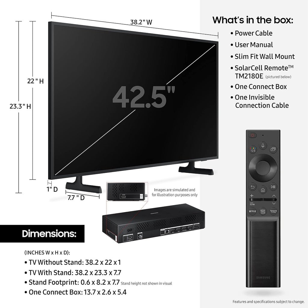 SAMSUNG 43-Inch Class Frame Series - 4K Quantum HDR Smart TV with Alexa Built-in (QN43LS03AAFXZA, 2021 Model)