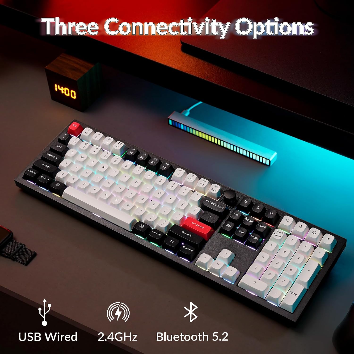 Keychron Q6 HE Wireless Custom Magnetic 100% Full Keyboard, 2.4 GHz/Bluetooth/Wired QMK Aluminum Rapid Trigger Hot-Swappable Programmable Gateron Double-Rail Magnetic Switches for Mac Windows Linux