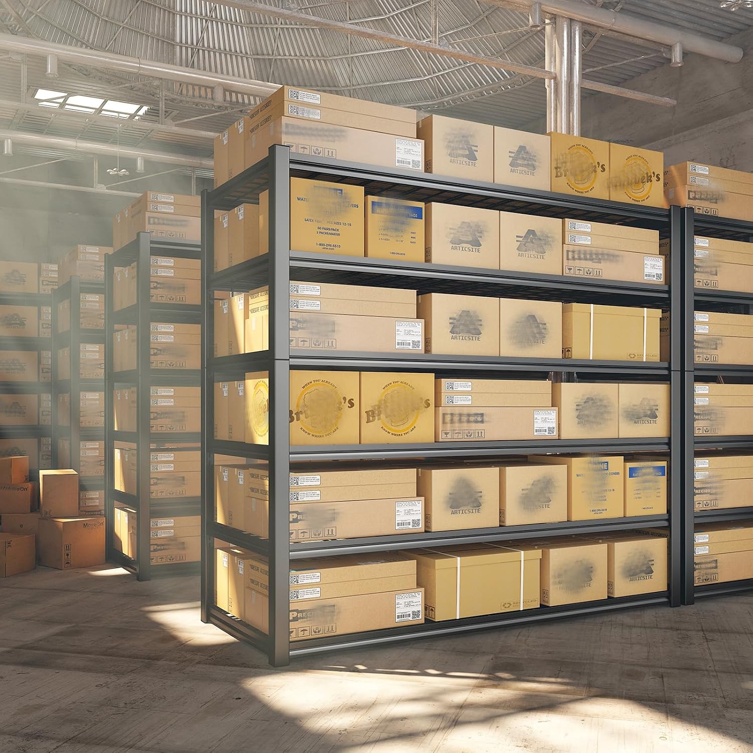 REIBII 84' H Garage Shelving, 6-Tier Storage Shelves Heavy Duty Loads 3500LBS, 48' W Adjustable Garage Shelves, Metal Shelving for Basement, Warehouse, 84' H x 48' W x 20' D