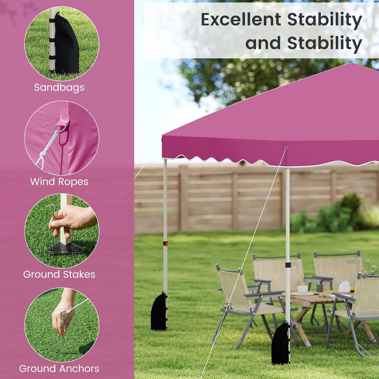 Goplus 10x10 FT Pop Up Canopy, Easy Up UPF50+ Outdoor Shade Canopy with Wheeled Bag, 8 Stakes, 4 Anchors, 4 Wind Ropes, 4 Sandbags, Portable Patio Canopy Tent for Party Camping Event