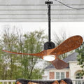 42 Inch Outdoor Ceiling Fan with Light and Remote, Wet Rated Wood Gazebo Fan with 16ft Plug-in Cord, 3 Walnut Blades Farmhouse Patio Fan, Reversible DC Motor, Memory Function, Matte Black