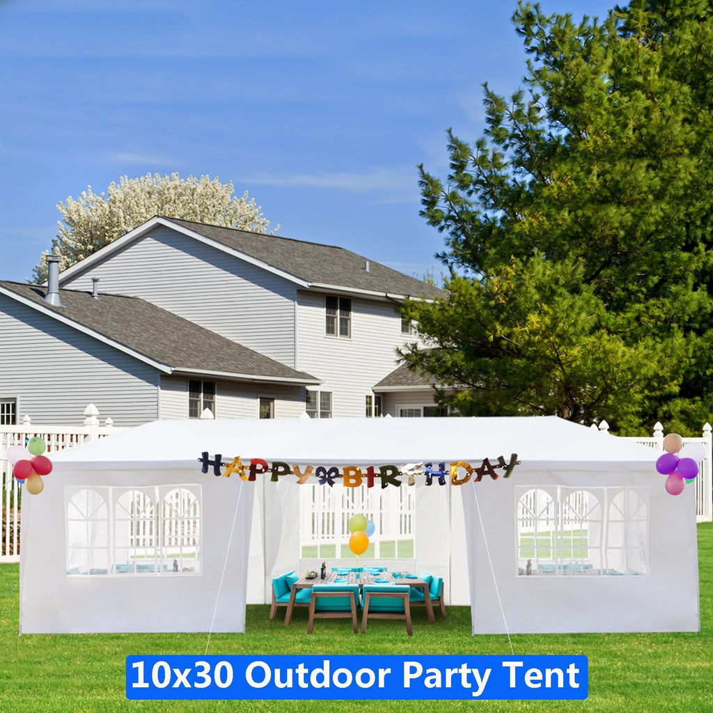 Outdoor Gazebo Canopy Wedding Party Tent Camping Shelter Commercial Instant Shelter Waterproof Tent with Removable Side Walls (10'x30' Seven Sides)
