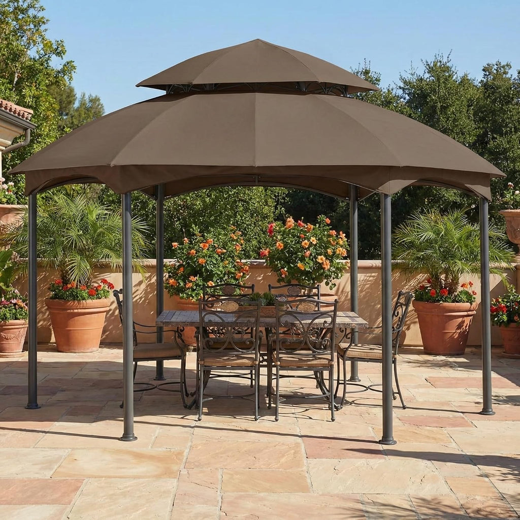Garden Winds Reinforced RipLock 350 Replacement Canopy Top Cover Compatible with Heritage 12' x 12' Hexagon Gazebo Models L-GZ793PST-E, A101011800 - Nutmeg