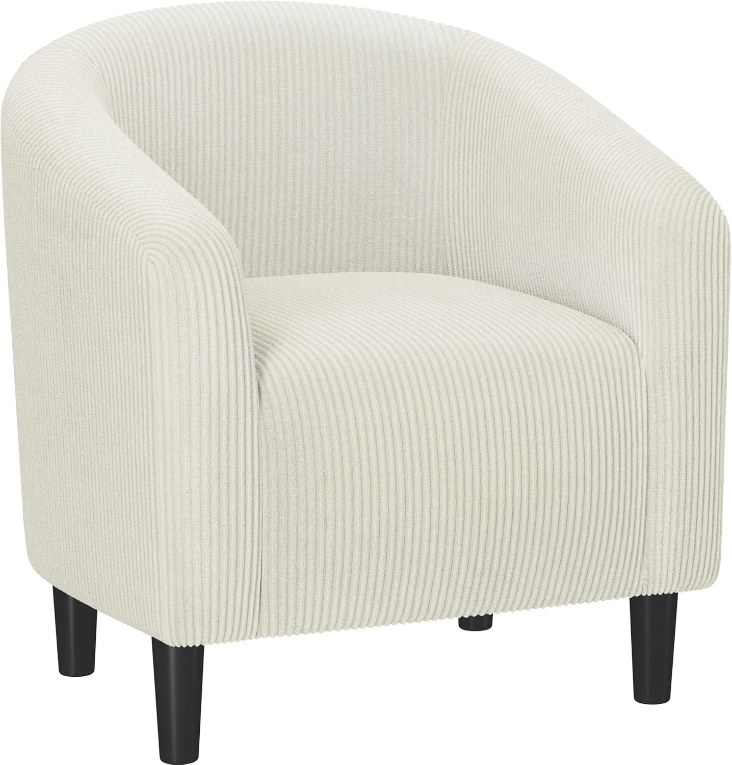 Yaheetech Accent Barrel Chair, Corduroy Fabric Club Chair, Furry Sherpa Elegant Armchair with Cozy Soft Padded, Suitable for Living Room Bedroom Reception Room Office, Beige