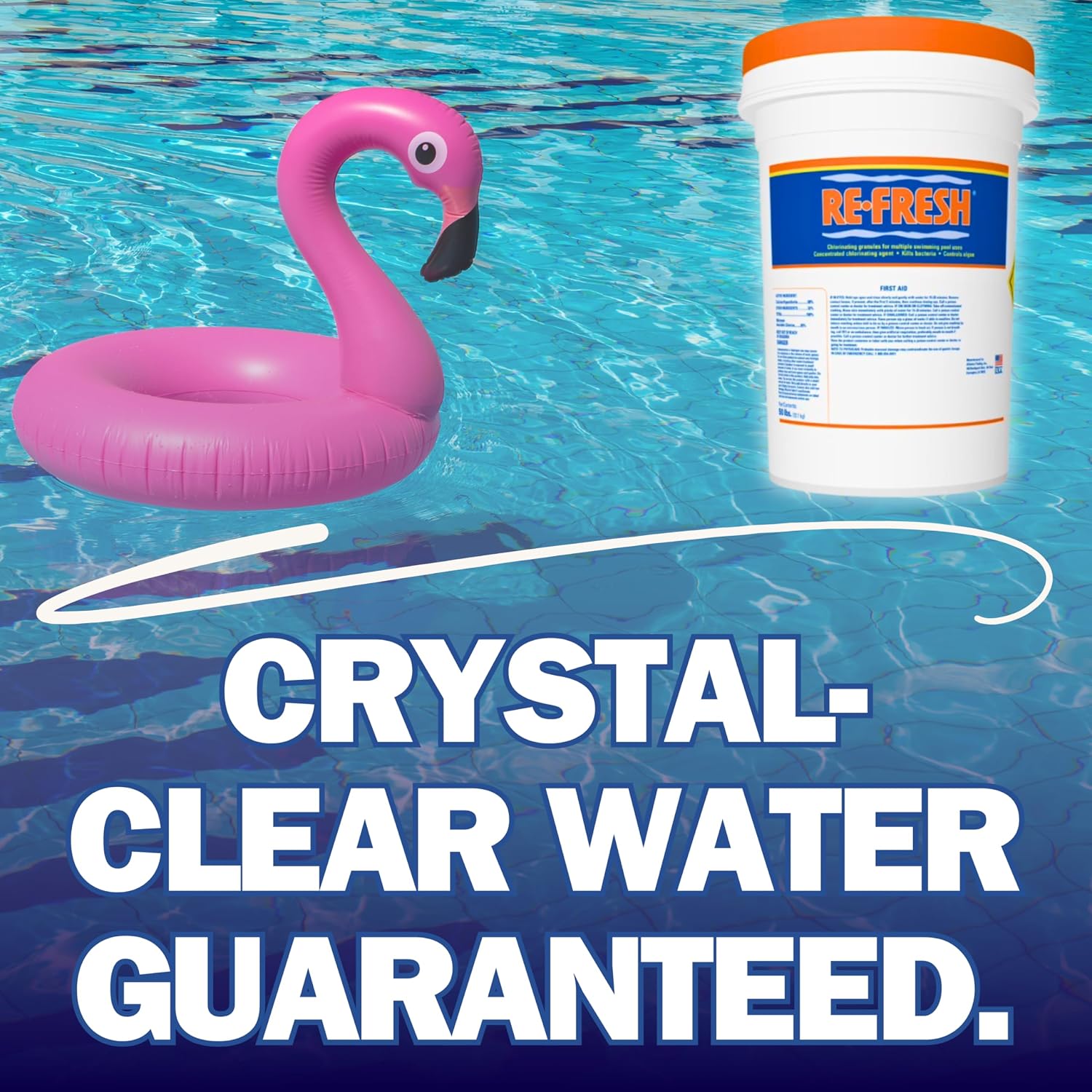 Refresh Granular 68% Active Chlorine Shock | 50-Pound Bucket with 1/2 Pound Scoop | Perfect for Swimming Pools, Use As Bactericide, Algaecide, Disinfectant in Pools & Spas | Fast Dissolving - 50LB