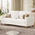 IDEALHOUSE 84 Inch Modern Sofa Couch, Large 3-Seater Sofa with Streamlined Armrests, Boucle Loveseat Wood Feet, Comfy Couch for Living Room, Apartment, Lounge, White