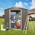 YOPTO 8×4 FT Outdoor Metal Storage Shed with Window and Integrated Punched Vents,Large Garden Outdoor Shed W/Sliding Doors & Padlock,Rust UV & Waterproof Tool Sheds for Backyard,Lawn,Patio,Grey