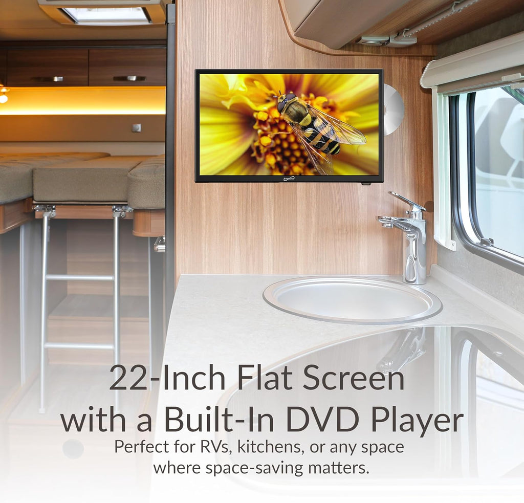 Supersonic SC-2212 22-Inch HDTV with Stunning 1080p Quality, Vibrant Colors, DVD Player, HDMI, USB, PC Monitor and AC/DC Compatibility - Perfect RV & Kitchen TV