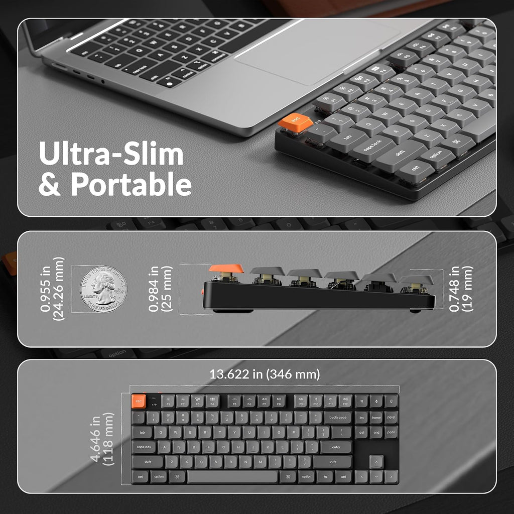 Keychron K1 Max Ultra-Slim Wireless Mechanical Keyboard, 80% TKL Layout Bluetooth/2.4 GHz/Wired Keyboard with Low-Profile Gateron Banana Switch, Hot-Swappable, RGB Backlit QMK for Mac Windows Linux