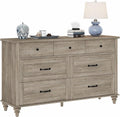 WAMPAT Wide Dresser TV Stand for 65 Inch TV, Light Wood TV Console Table Television Stands with 7 Drawers, Grey Media Storage Cabinet for Living Room Bedroom, 54 Inch