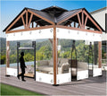 Clear Tarps with Zipper,Outdoor Vinyl Curtain ，Vinyl Patio Enclosure,Outdoor Curtains Heavy Duty Waterproof Transparent Tarp with Grommets， for Gazebo Porch Pergola(White,H2.4xW4m/H7.8xW13.1ft)