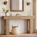 Tribesigns 63' Farmhouse Console Table, Natural Wooden Sofa Table Rectangular Accent Console for Entryway, Hallway & Living Room (Natural)