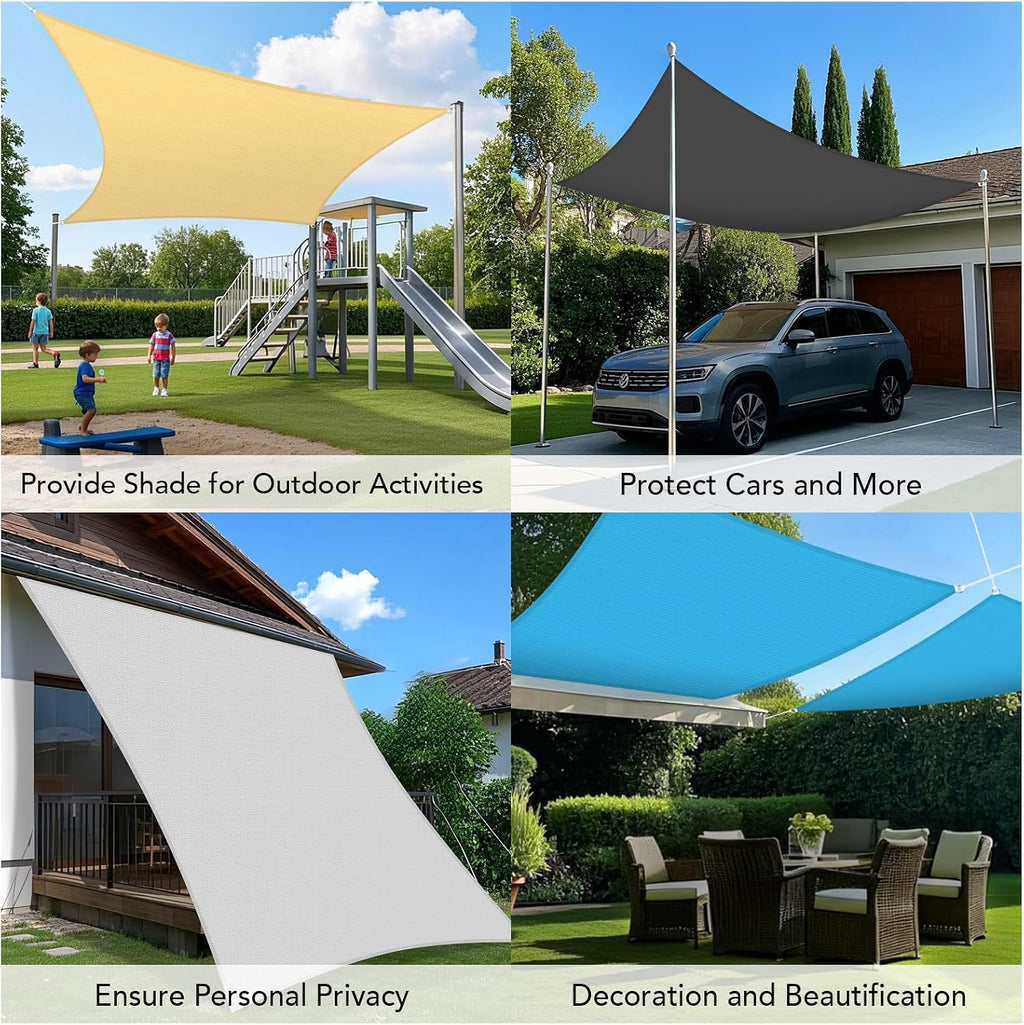 Shade&Beyond Custom 07'x13' Sun Shade Sail Canopy Rectangle UV Block Breathable Curved Sunshade for Backyard Yard Deck Outdoor Facility and Activities, Black (We Make Custom Size)