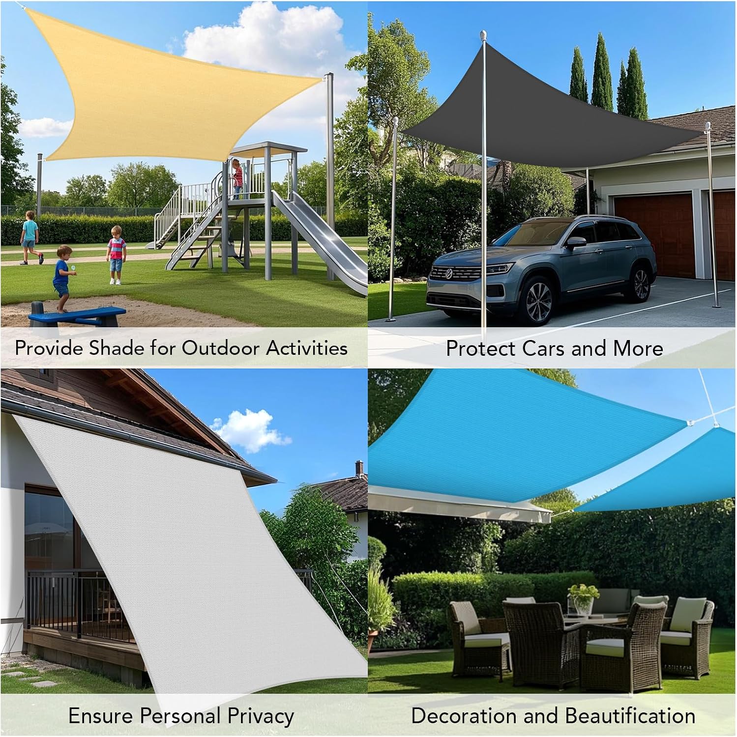 Shade&Beyond Custom 07'x13' Sun Shade Sail Canopy Rectangle UV Block Breathable Curved Sunshade for Backyard Yard Deck Outdoor Facility and Activities, Black (We Make Custom Size)