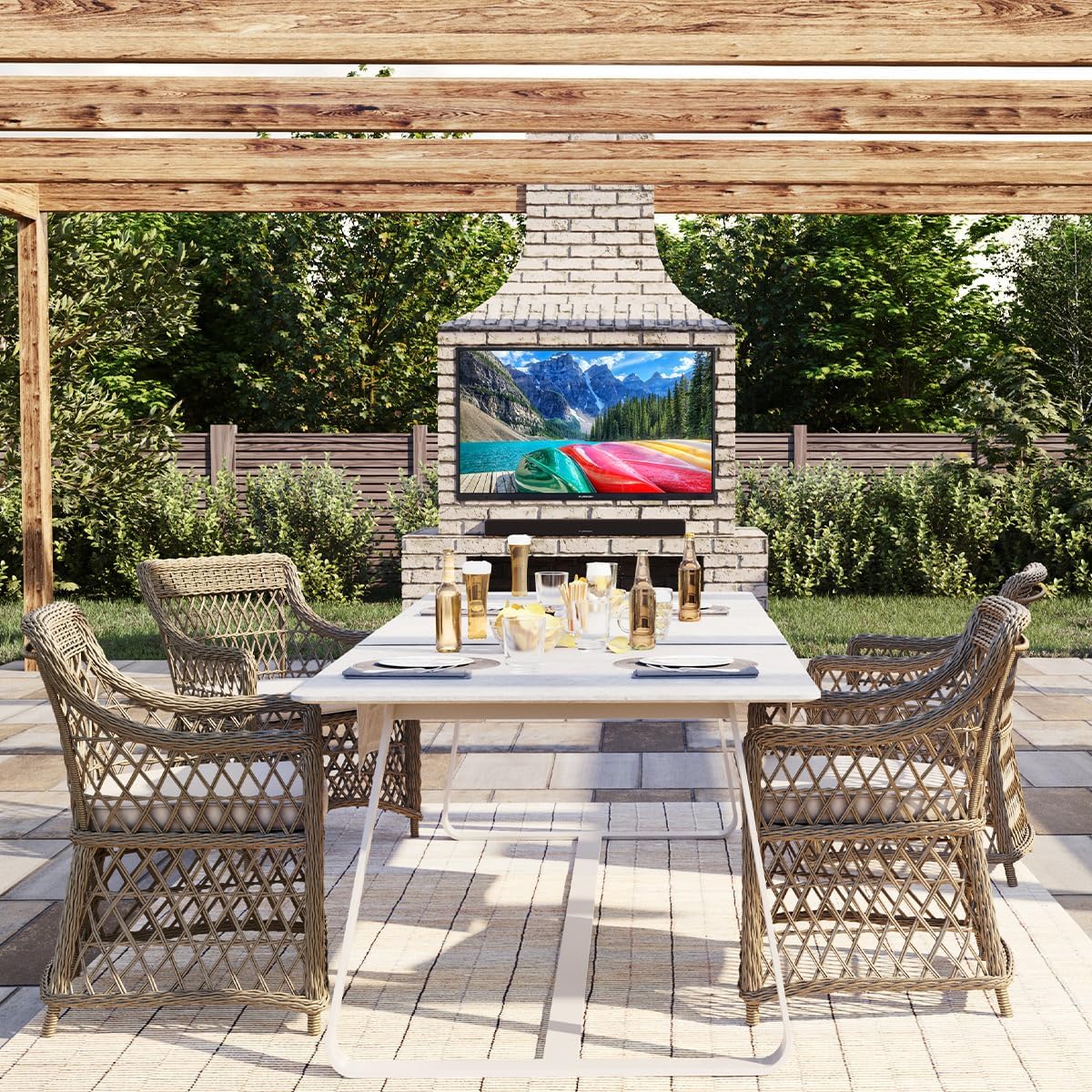Furrion Aurora 55-Inch Sun 4K UHD LED Smart Outdoor TV - Weatherproof Outdoor Television with HDR10, Anti-Glare, 1,500-Nit LED Screen, Impact-Resistant Screen, External Antenna for Sunny Outdoor Areas