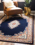 Unique Loom Reza Collection Traditional Persian Style Area Rug, 9 x 12 ft, Navy Blue/Ivory