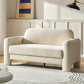 HULALA HOME 60' Modern Curved Loveseat Sofa, Comfy Chenille Couch Small Love Seat with Wrapped Armrests, 2 Seater Sofa for Living Room, Easy Assembly, Ivory