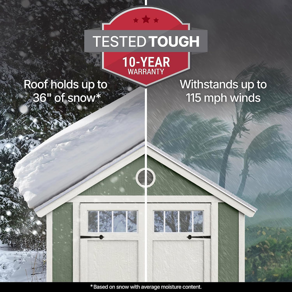Handy Home Products Garden Shed 6x8 Do-it-Yourself Wooden Storage Shed with Metal Roof- Does not Include Floor kit or Paint
