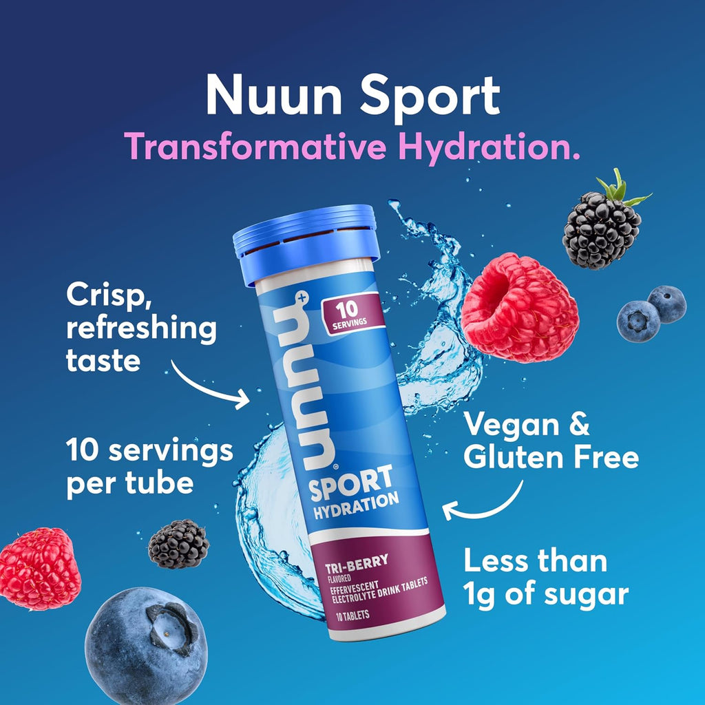 Nuun, Electrolyte Drink Tabs Tri Berry, 8 Count, 1.9 Ounce (Pack of 6)