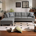 Modular L-Shaped Sectional Sofa, Modern Couches with Movable Chaise, Convertible 4-Seater Couch for Bedroom, Apartment & Office, Brown Grey