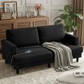 MAKIAAP 70' Loveseat Sofa for Living Room, Comfy Corduroy Couch with USB & Type-C Ports, Modern 2-Seater Deep Seat Small Couch for Bedroom, Apartment, Office – Soft Cushions & Sturdy Frame (Black)