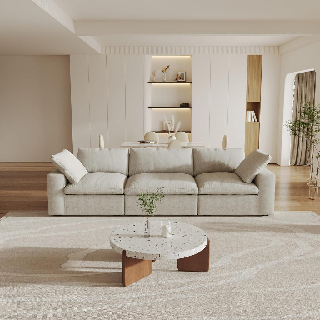 Cloud Modular Sectional Sofa Couch,120.45' Convertible Couches 3 Seater Sofa for Living Room,Minimalist Deep Sofa Couches,Covers Washable&Replaceable(Khkai)