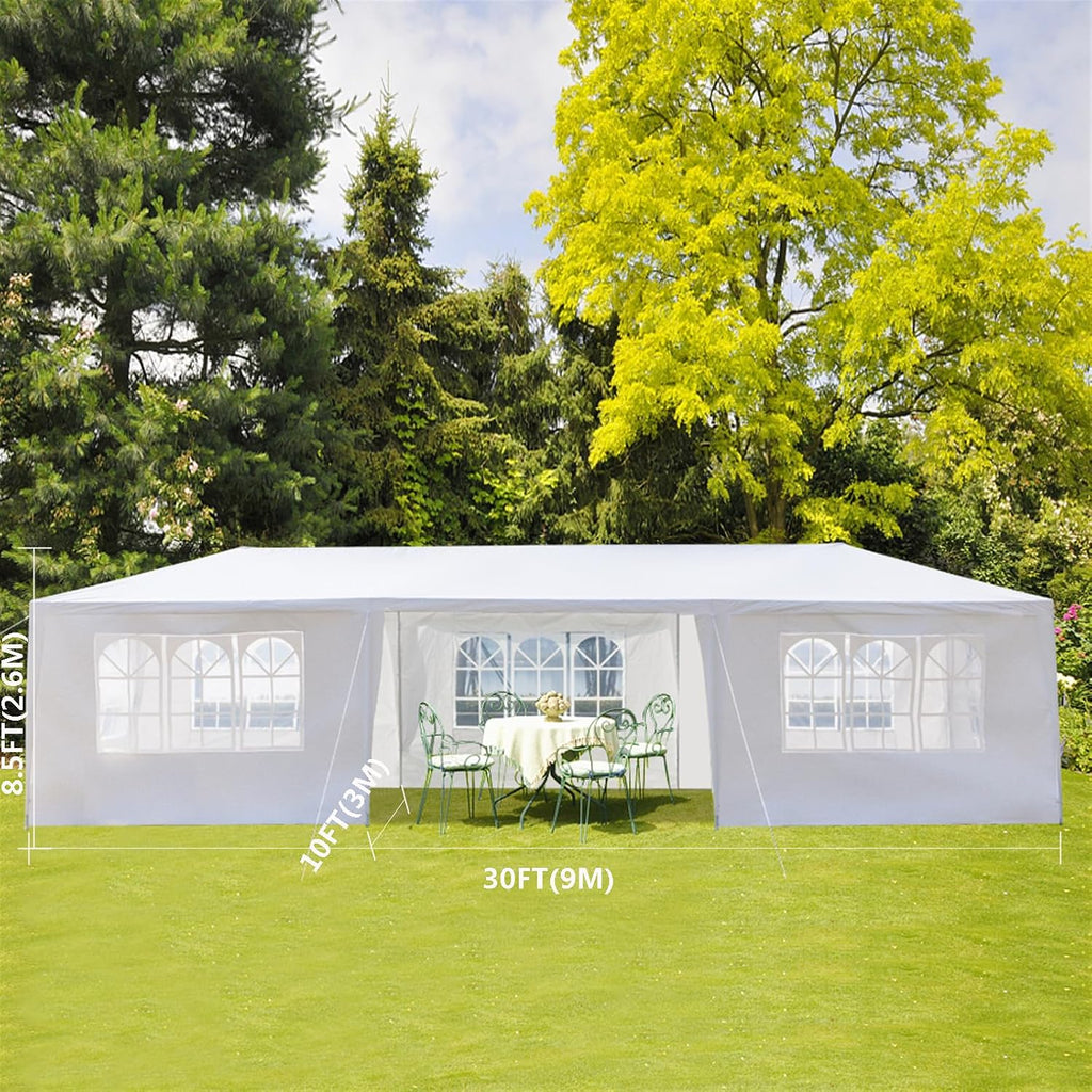 Outdoor Gazebo Canopy Wedding Party Tent Camping Shelter Commercial Instant Shelter Waterproof Tent with Removable Side Walls (Upgrade 10'x30' Seven Sides)