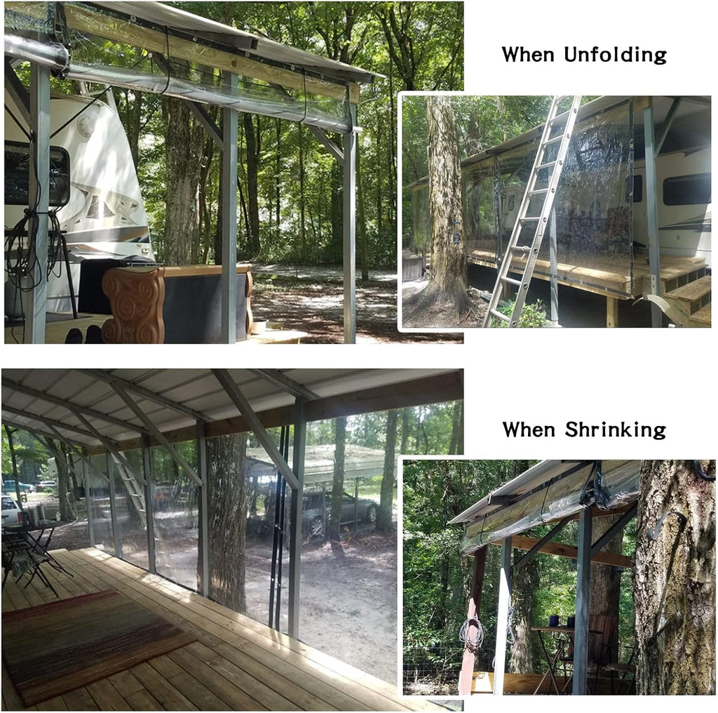 Outdoor Curtains Waterproof Thick Clear Pergola Side Panels for Garden Gazebo The Cold/Keep Warm Transparent Tarpaulin, with Anti-Rust Grommet/Customizable (Color : Clear, Size : 14' x 20')