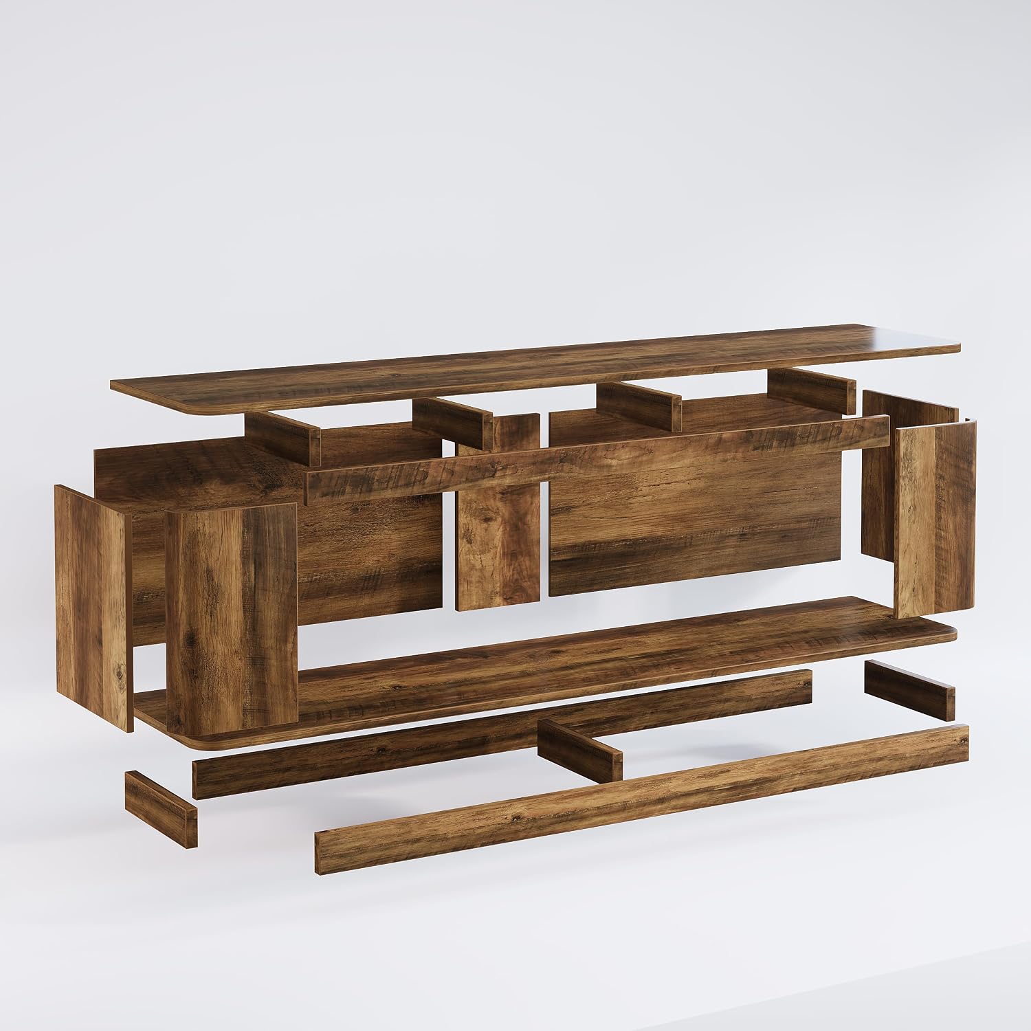 Tribesigns 70.9-Inch TV Stand, Farmhouse Entertainment Center for 65/70/75/80-Inch TVs, Television Console Table with LED Light Strip, Media Console for Living Room, Bedroom, Rustic Brown