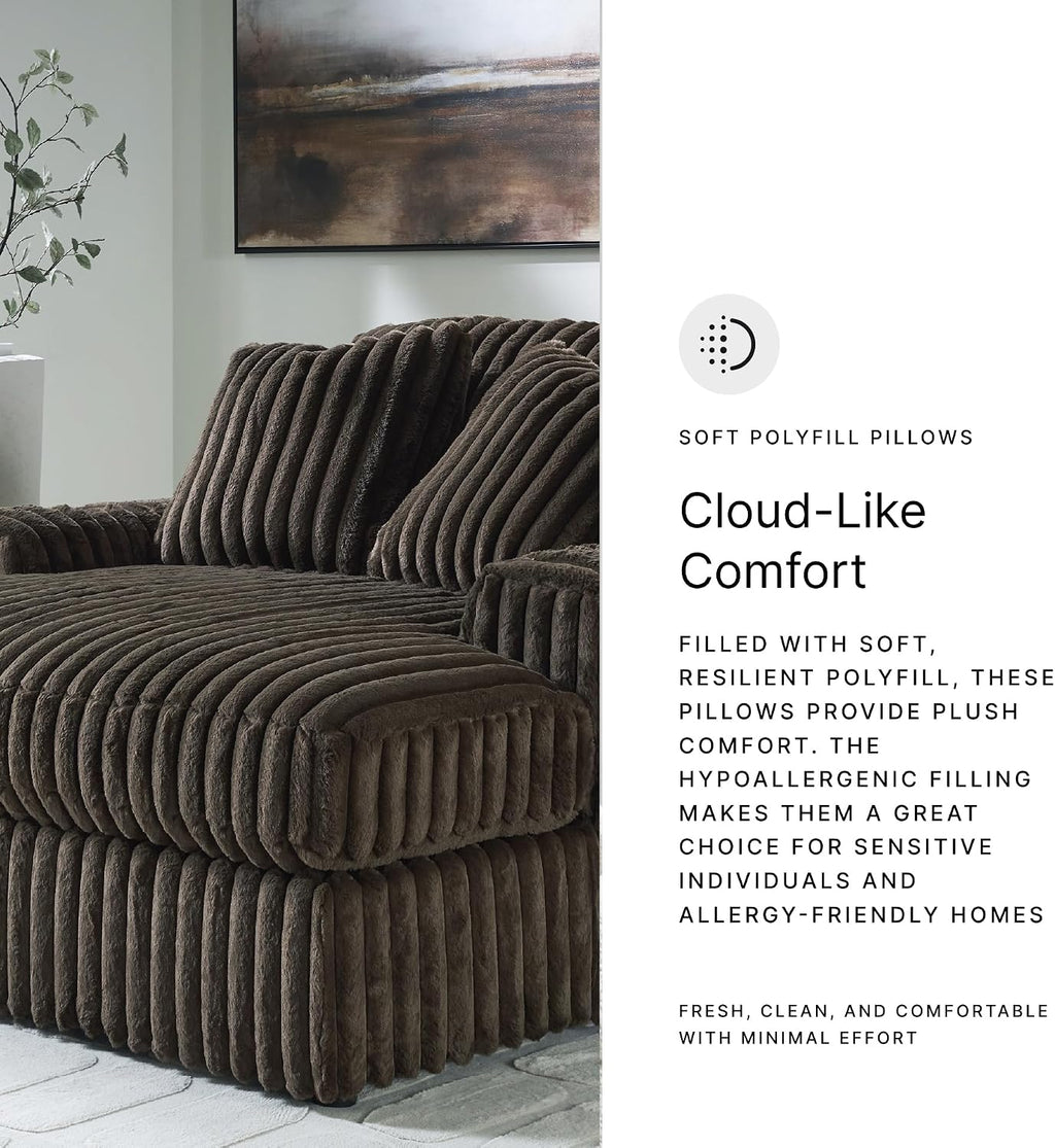 Signature Design by Ashley Midnight-Madness Contemporary Oversized Chaise with Reversible Cushions, USB Ports and Cup Holders, Dark Brown